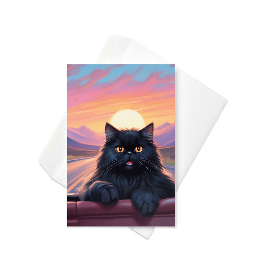 PugMug Custom Black Persian Cat Greeting Card