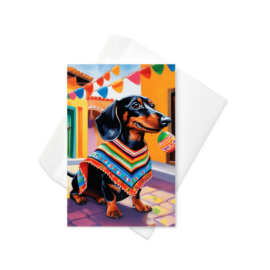 PugMug Custom Black Dachshund Greeting Card
