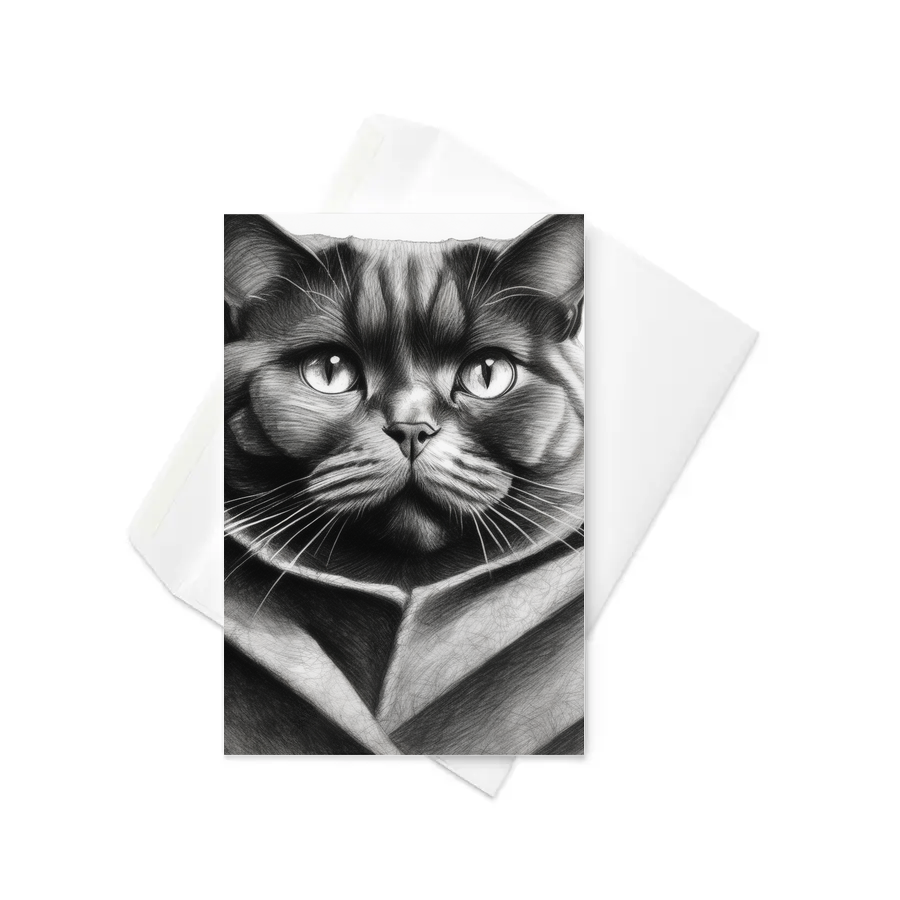 PugMug Custom Black British Shorthair Cat Greeting Card