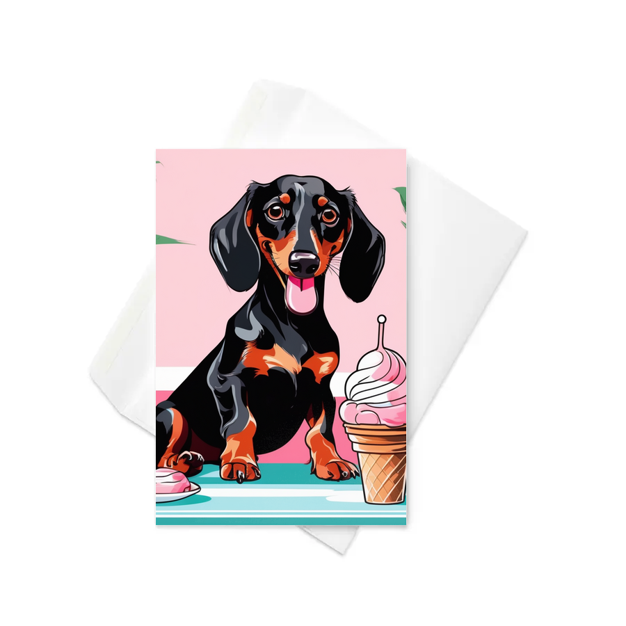 PugMug Custom Black Dachshund Greeting Card