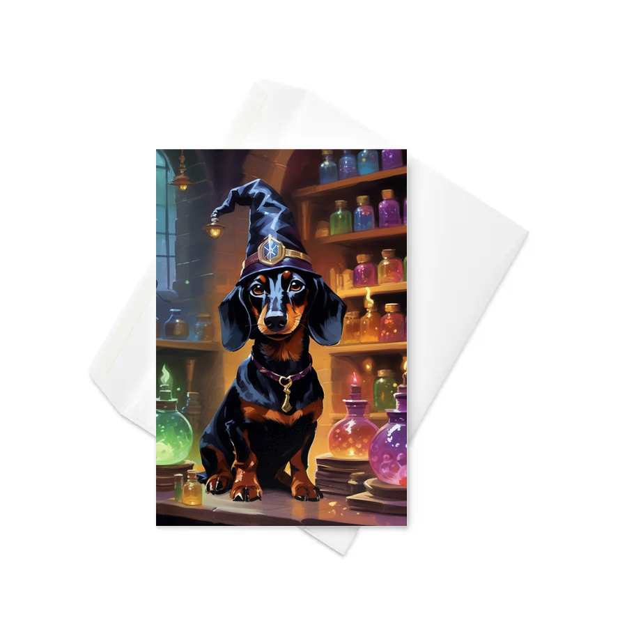 PugMug Custom Black Dachshund Greeting Card