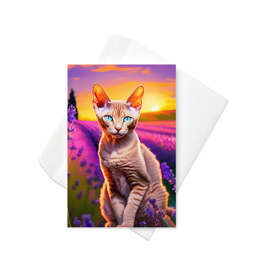 PugMug Custom Tabby Devon Rex Cat Greeting Card