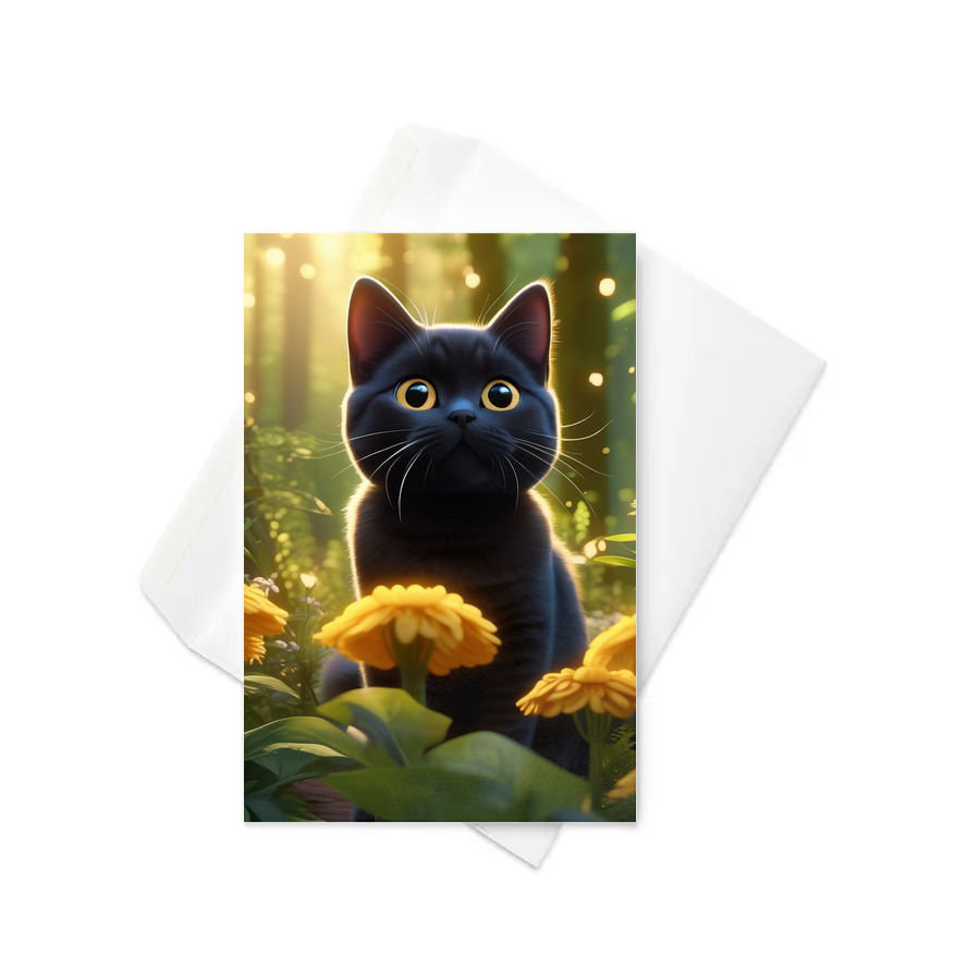 PugMug Custom Black British Shorthair Cat Greeting Card
