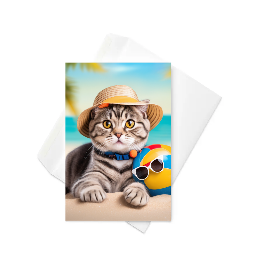 PugMug Custom Tabby Scottish Fold Cat Greeting Card