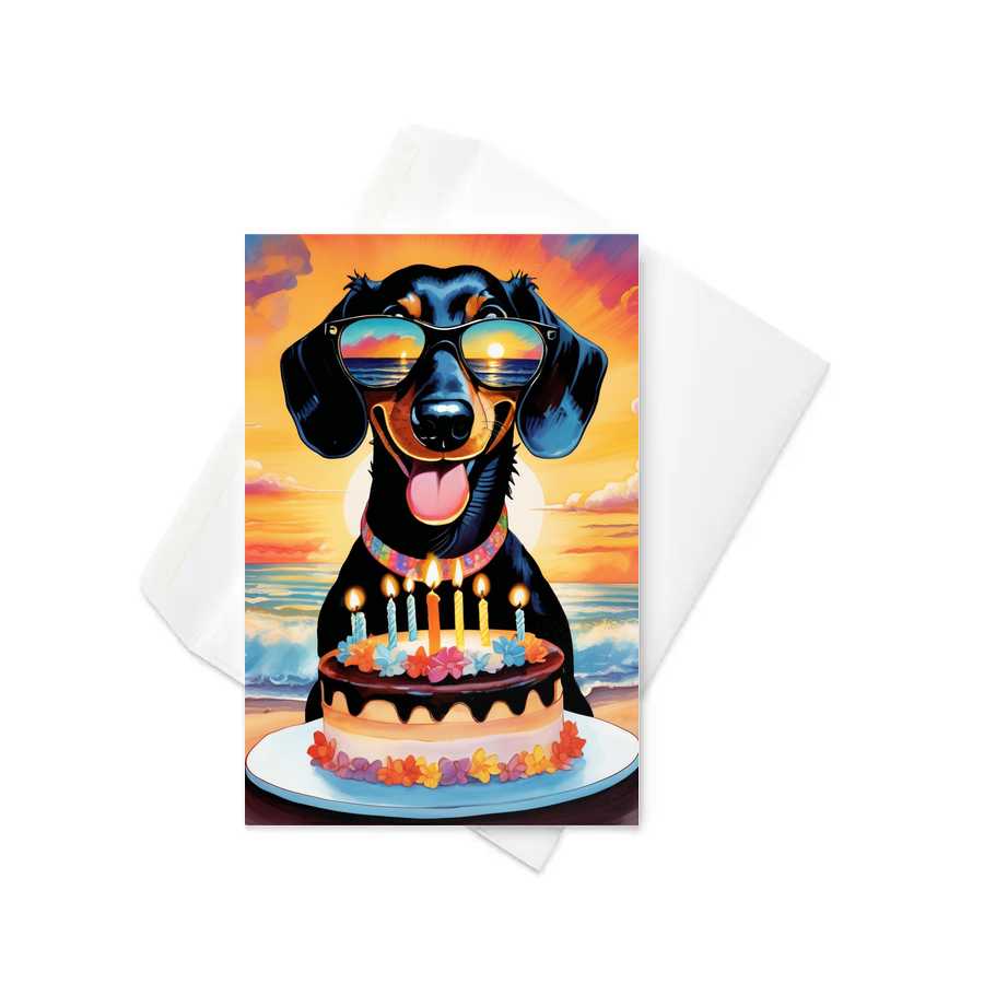 PugMug Custom Black Dachshund Greeting Card