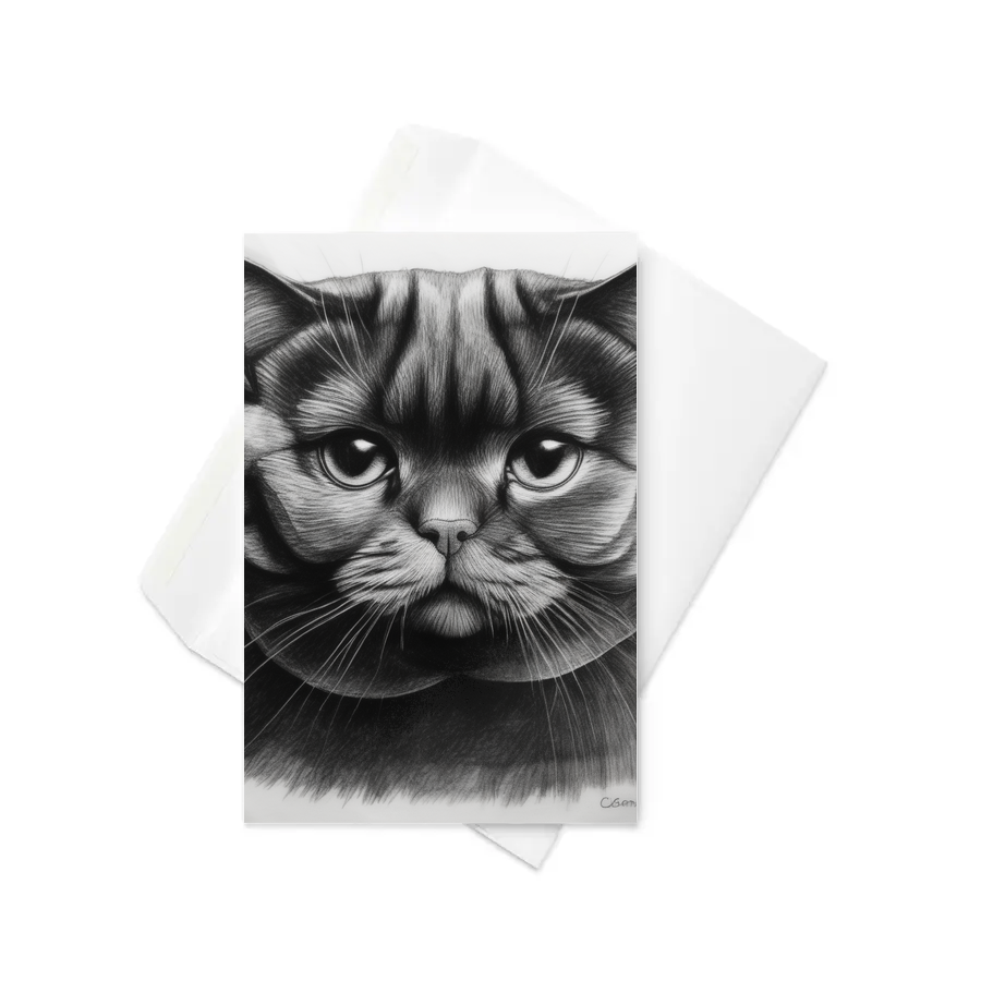 PugMug Custom Black Scottish Fold Cat Greeting Card