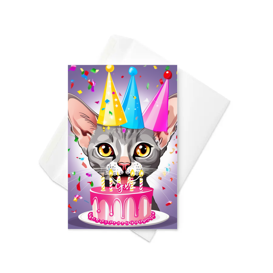PugMug Custom Tabby Devon Rex Cat Greeting Card