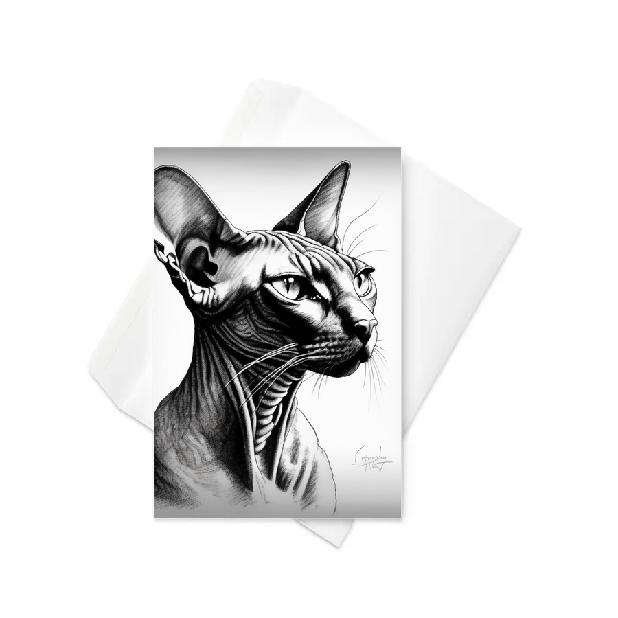 PugMug Custom Black Sphynx Cat Greeting Card