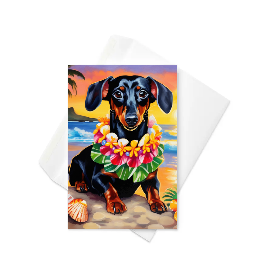 PugMug Custom Black Dachshund Greeting Card