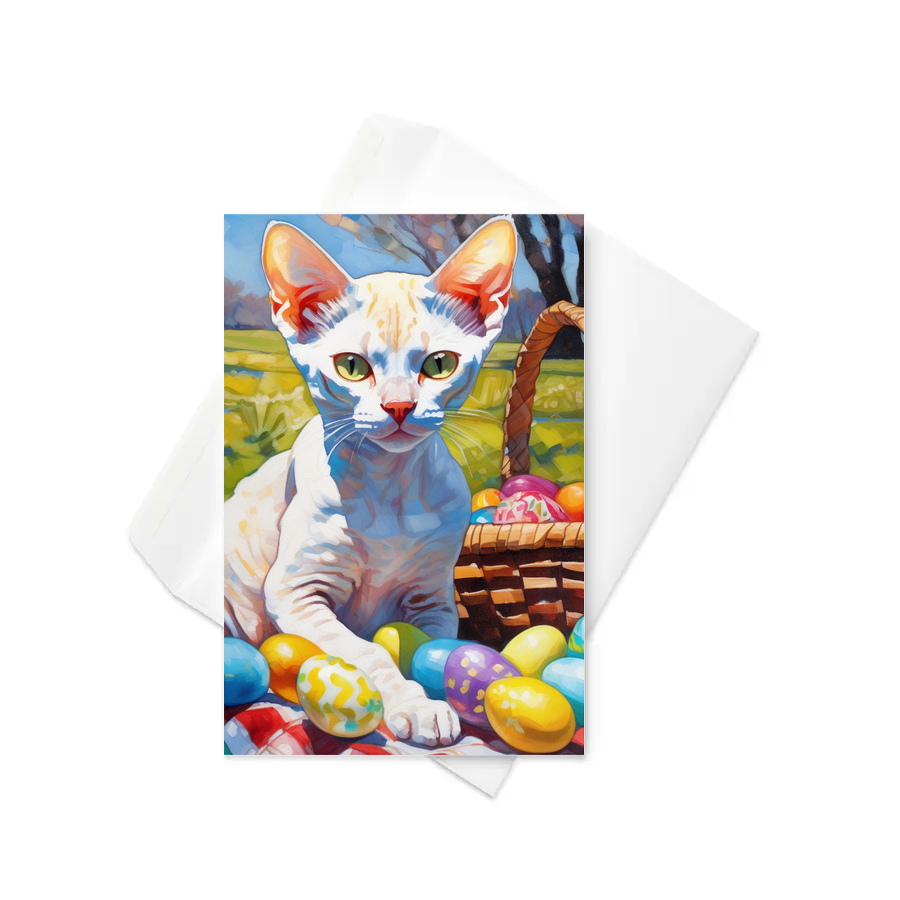 PugMug Custom White Devon Rex Cat Greeting Card