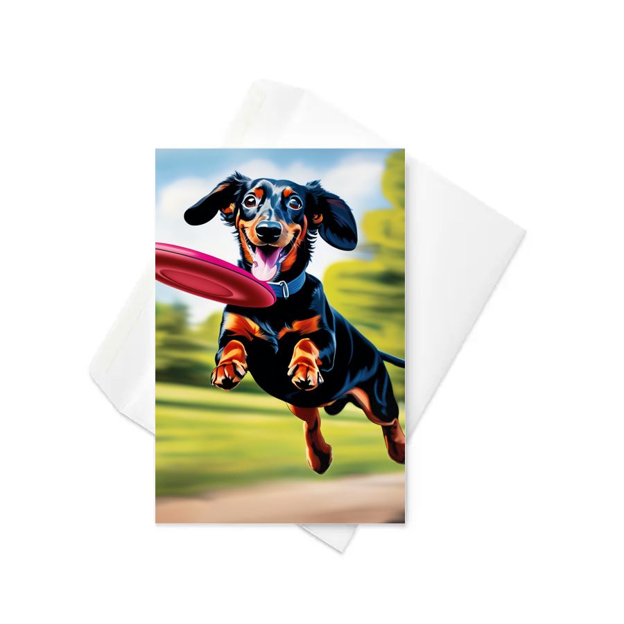 PugMug Custom Black Dachshund Greeting Card