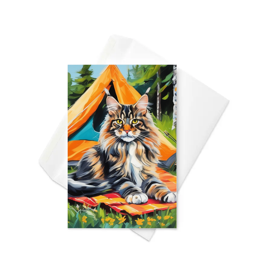PugMug Custom Tabby Maine Coon Cat Greeting Card