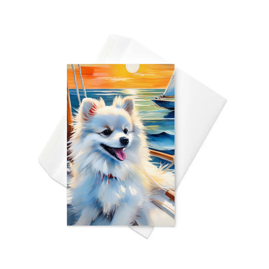PugMug Custom White Pomeranian Greeting Card