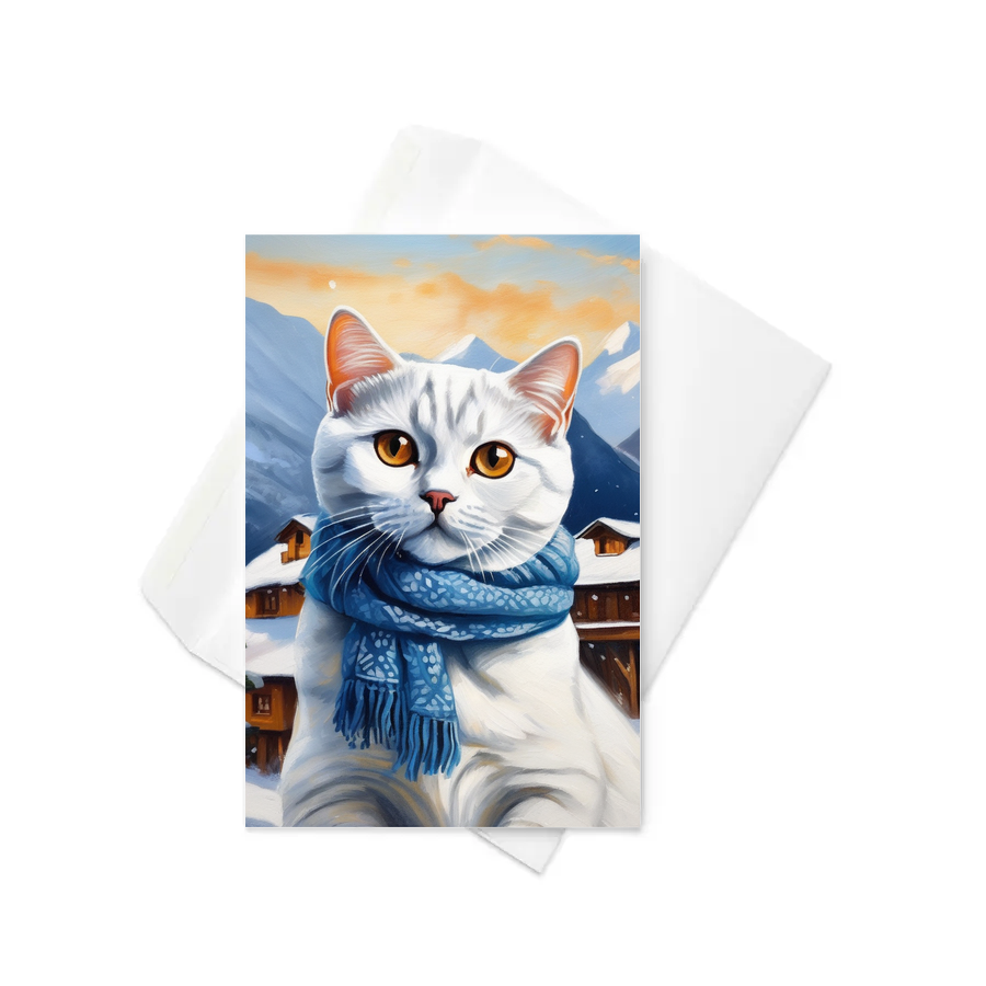 PugMug Custom White British Shorthair Cat Greeting Card