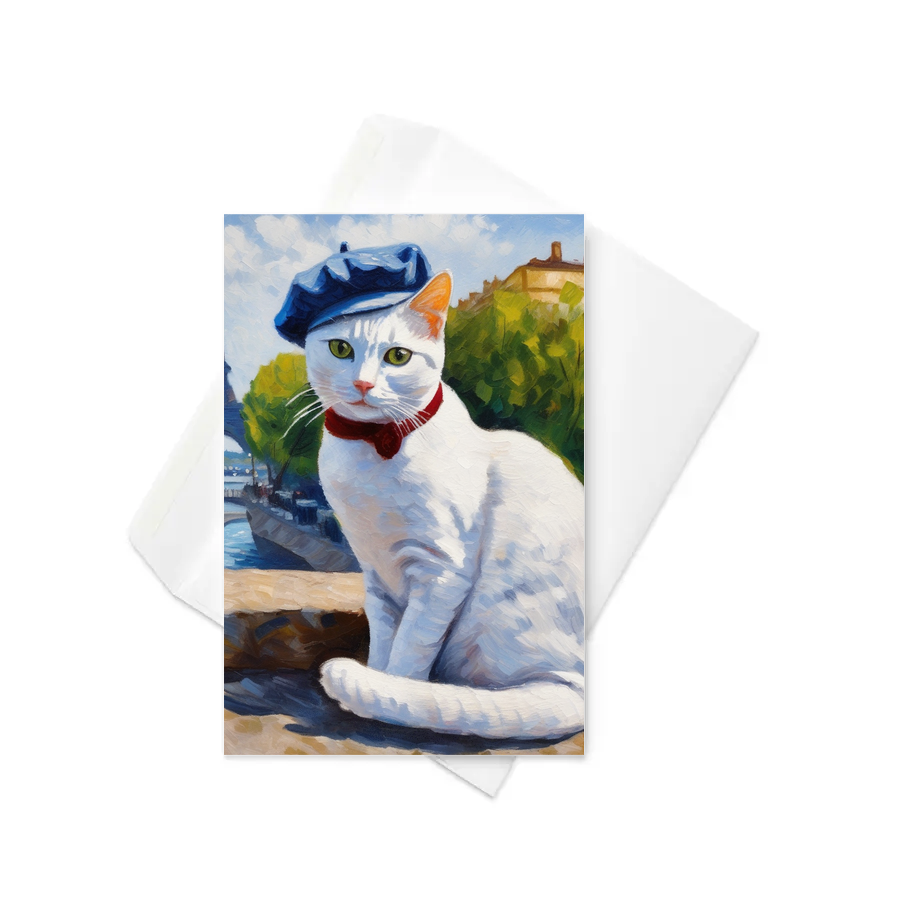 PugMug Custom White American Shorthair Cat Greeting Card