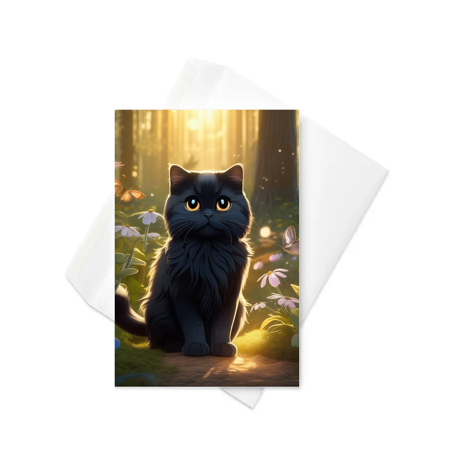 PugMug Custom Black Scottish Fold Cat Greeting Card