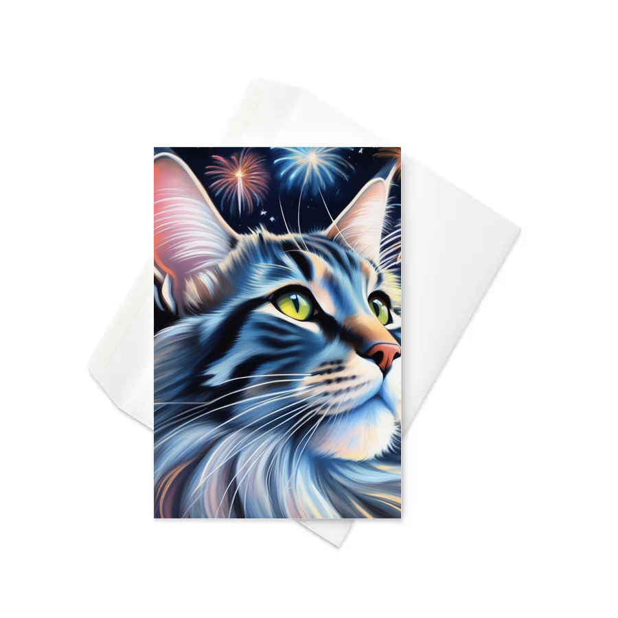 PugMug Custom Tabby Maine Coon Cat Greeting Card