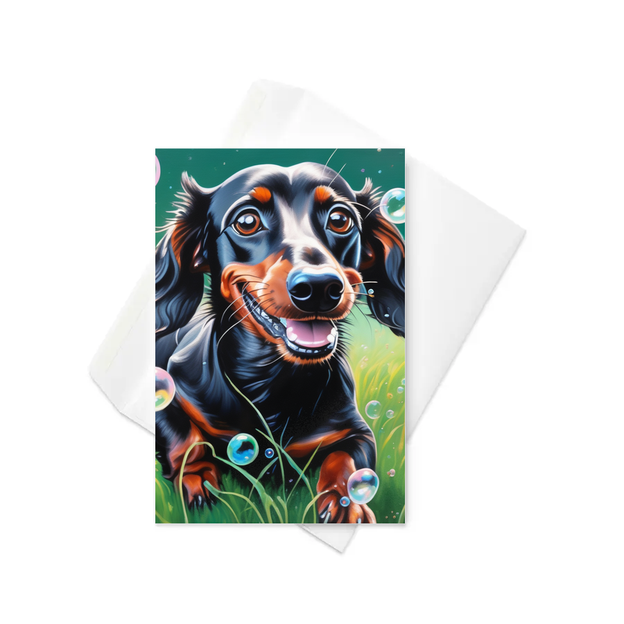 PugMug Custom Black Dachshund Greeting Card