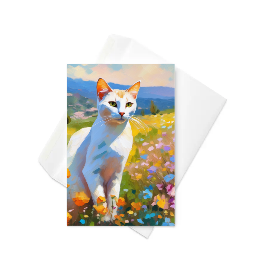 PugMug Custom White Abyssinian Cat Greeting Card