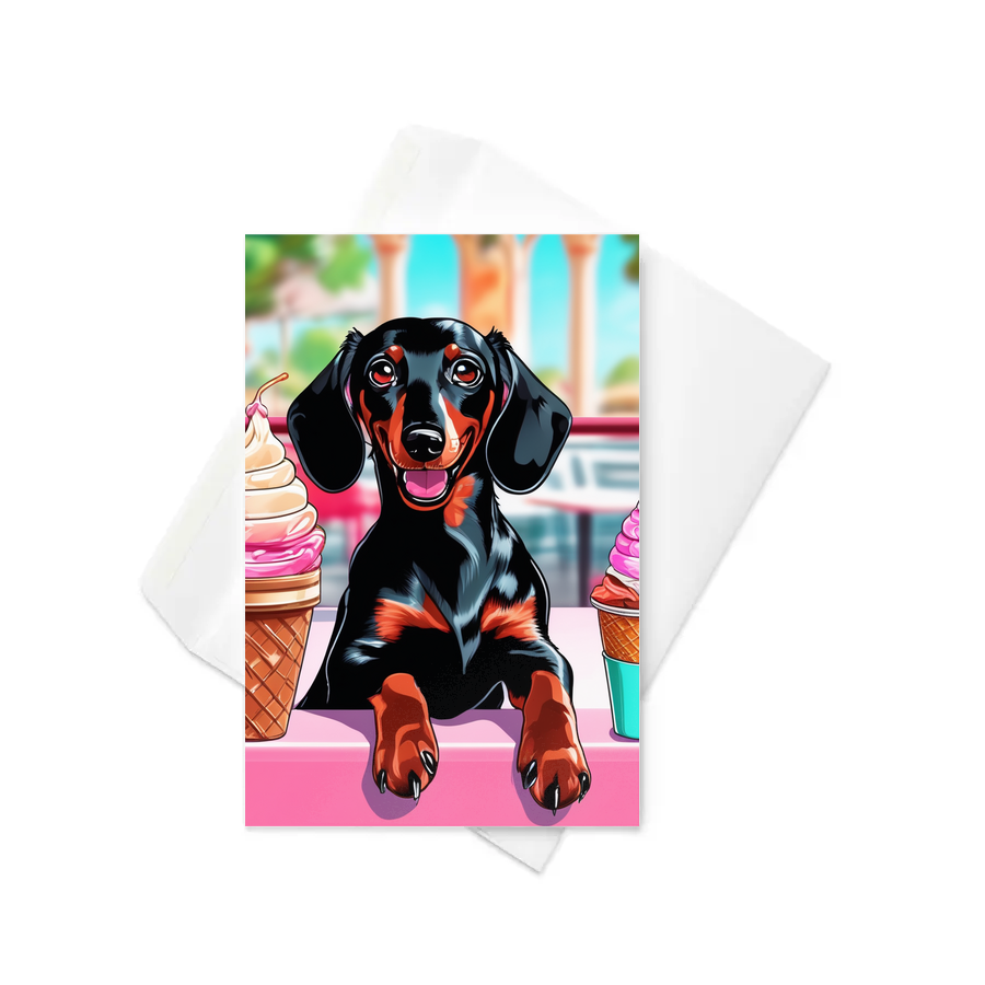 PugMug Custom Black Dachshund Greeting Card
