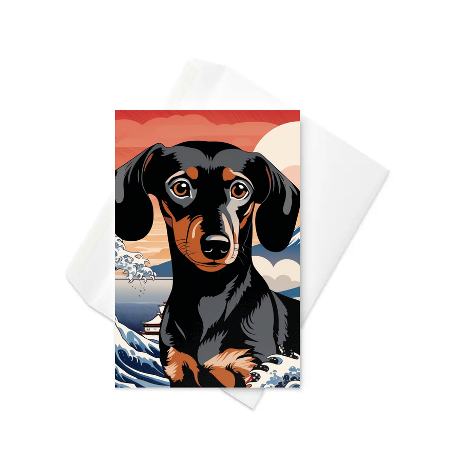 PugMug Custom Black Dachshund Greeting Card