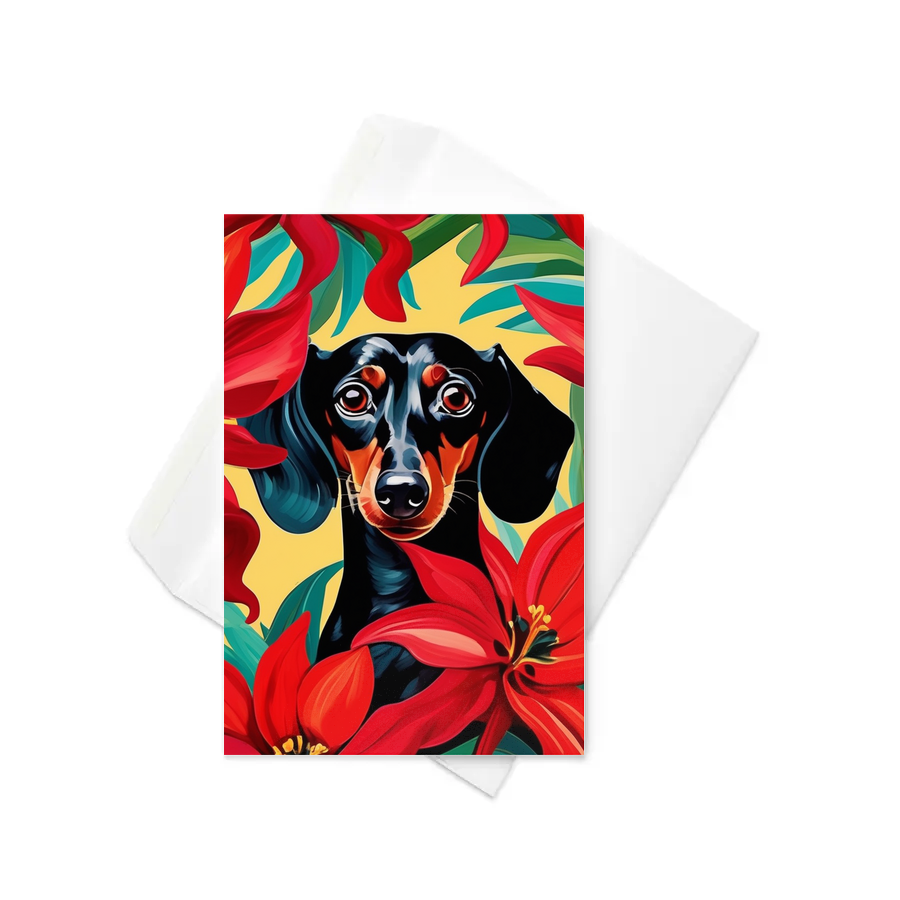 PugMug Custom Black Dachshund Greeting Card