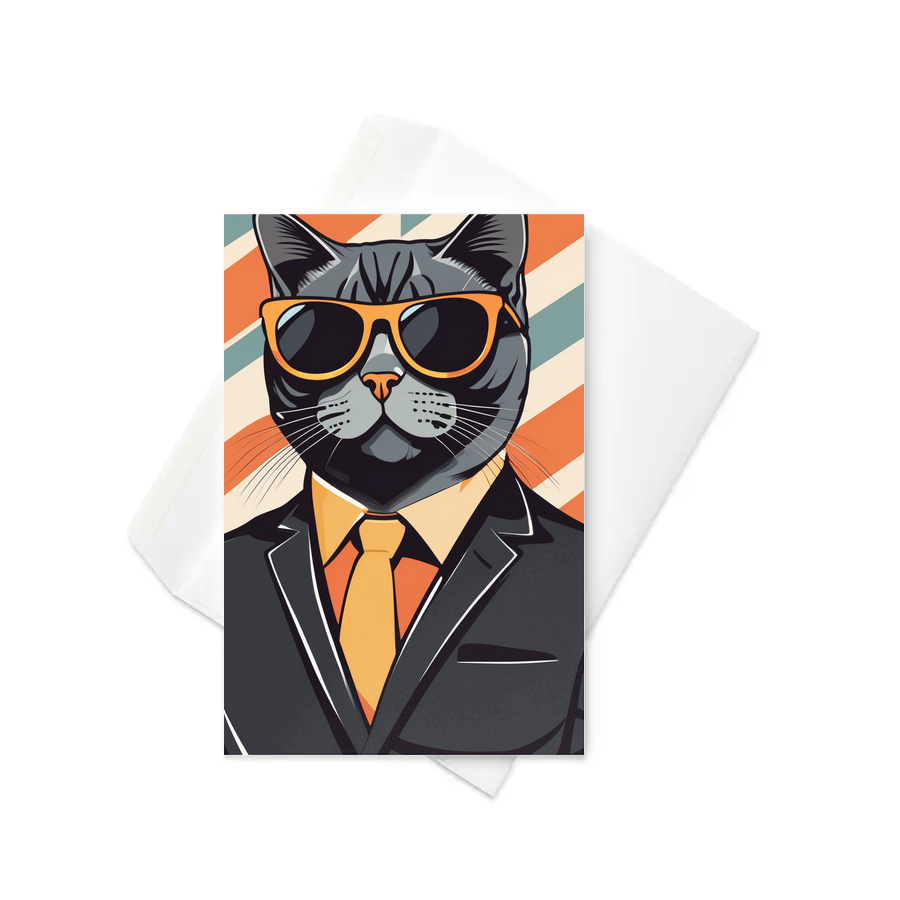 PugMug Custom Black British Shorthair Cat Greeting Card