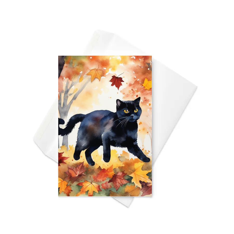 PugMug Custom Black Scottish Fold Cat Greeting Card