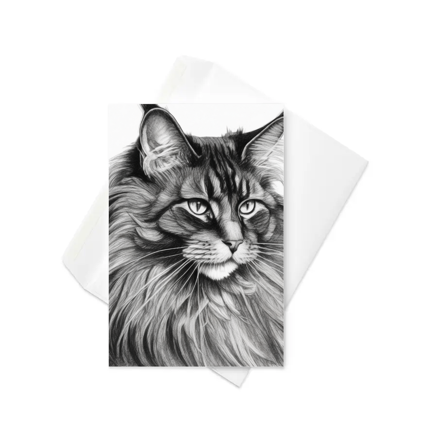 PugMug Custom Black Maine Coon Cat Greeting Card