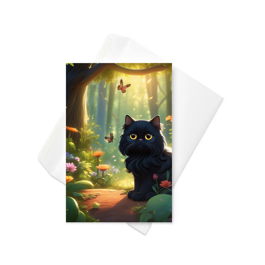 PugMug Custom Black Persian Cat Greeting Card