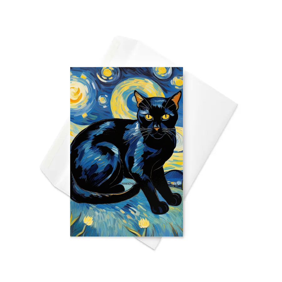 PugMug Custom Black Exotic Cat Greeting Card