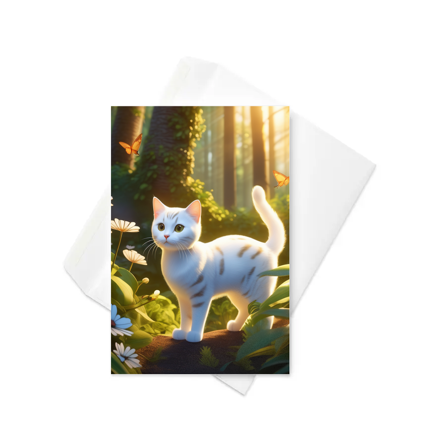 PugMug Custom White American Shorthair Cat Greeting Card