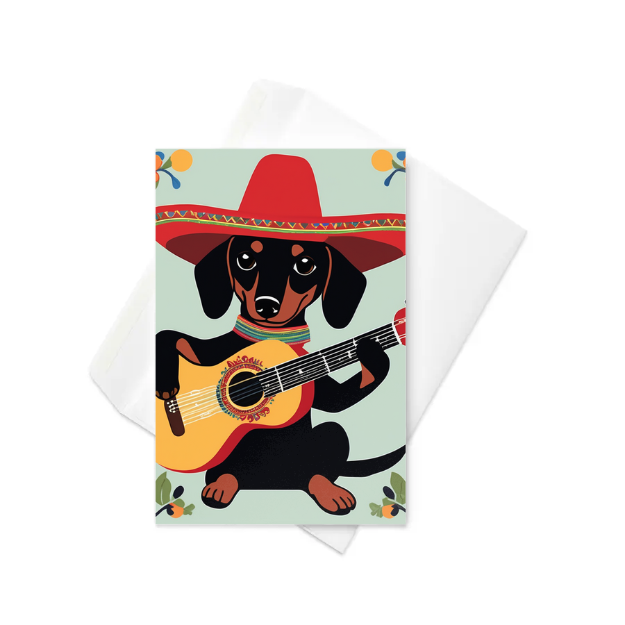 PugMug Custom Black Dachshund Greeting Card