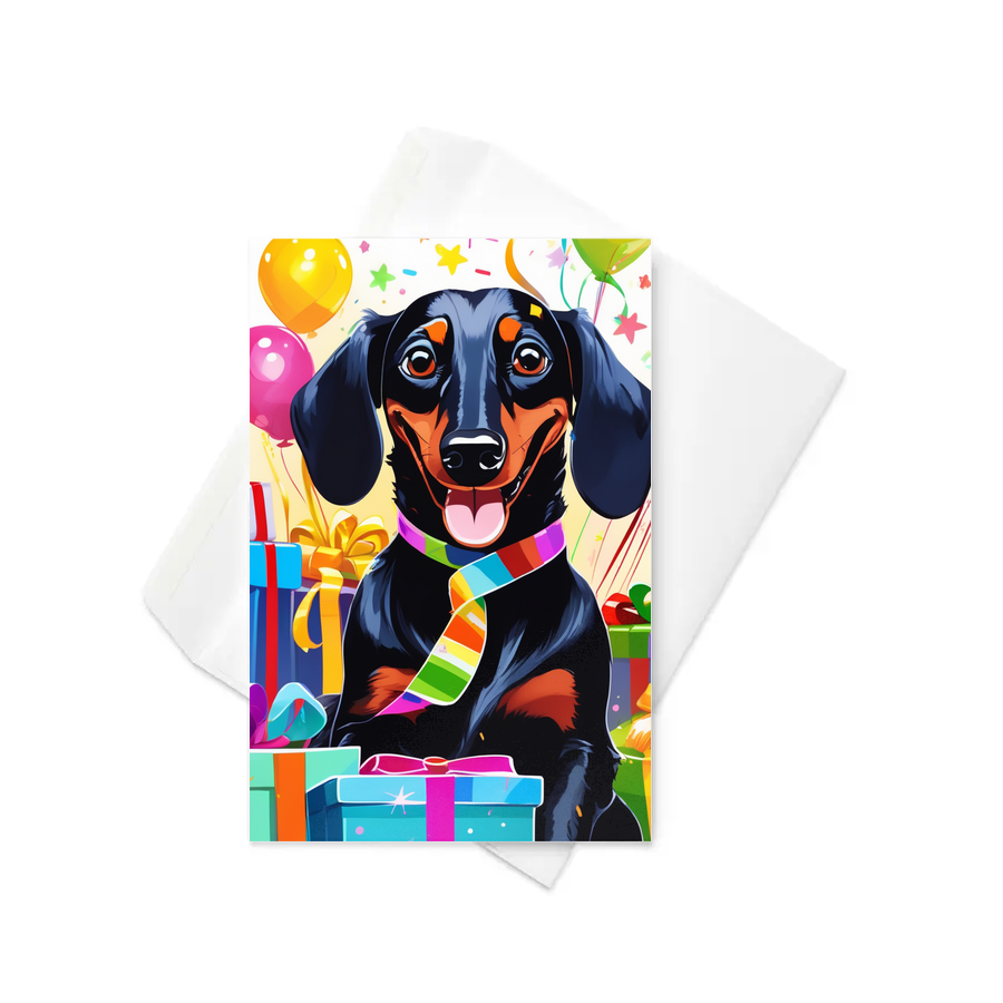 PugMug Custom Black Dachshund Greeting Card
