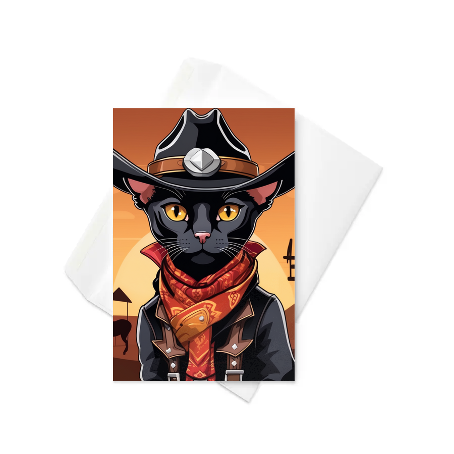 PugMug Custom Black Devon Rex Cat Greeting Card