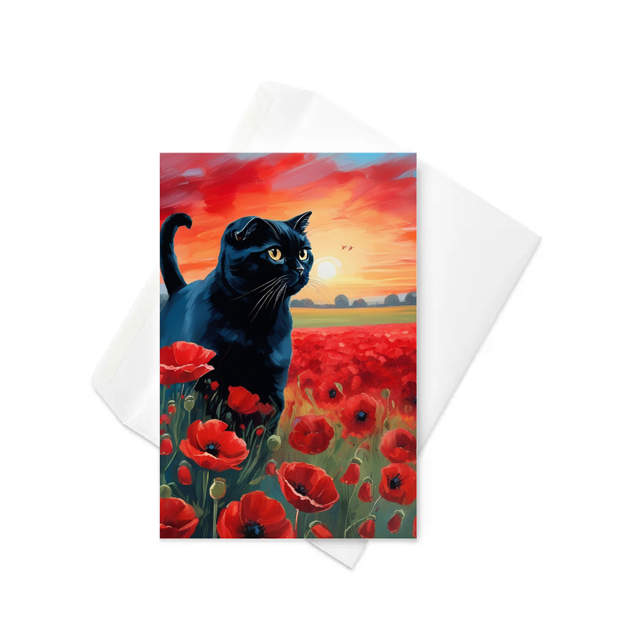 PugMug Custom Black Scottish Fold Cat Greeting Card