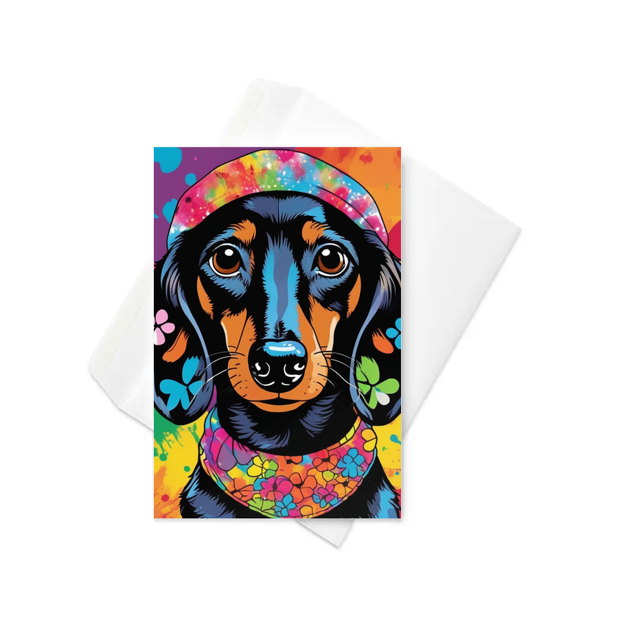 PugMug Custom Black Dachshund Greeting Card