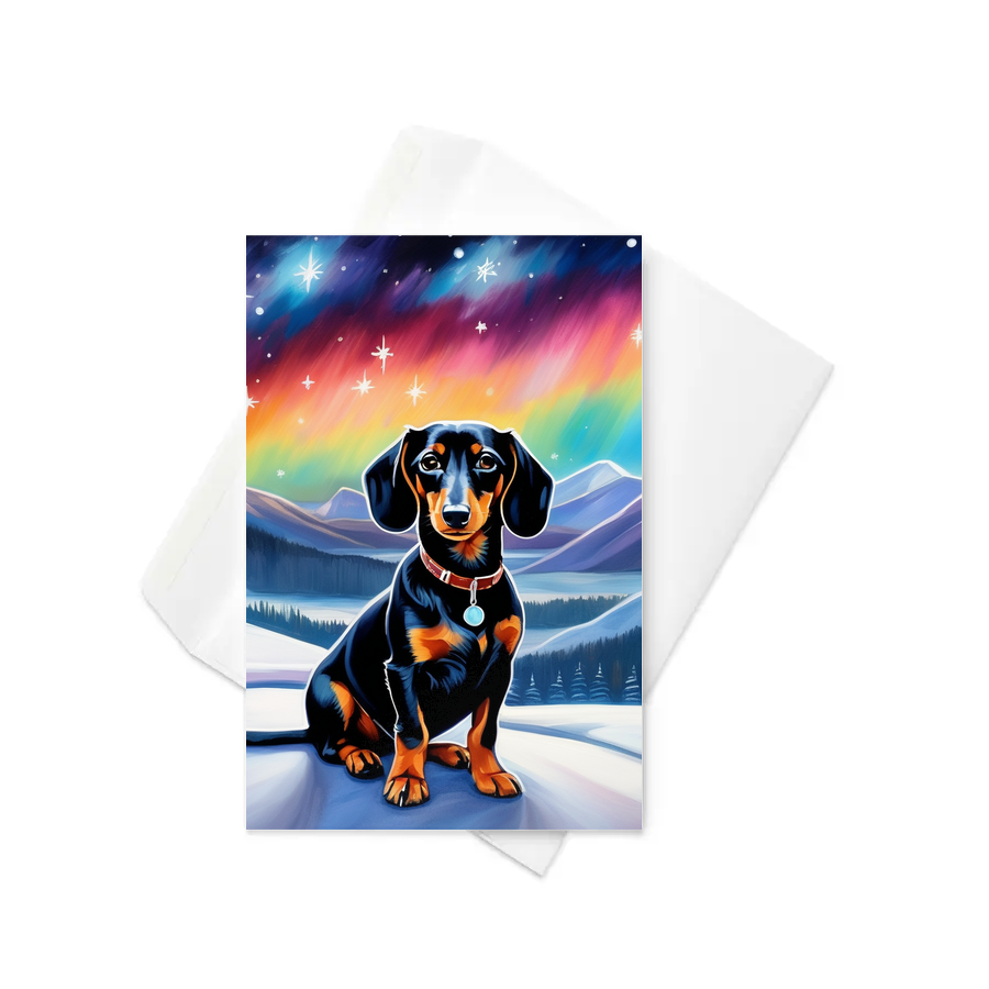 PugMug Custom Black Dachshund Greeting Card