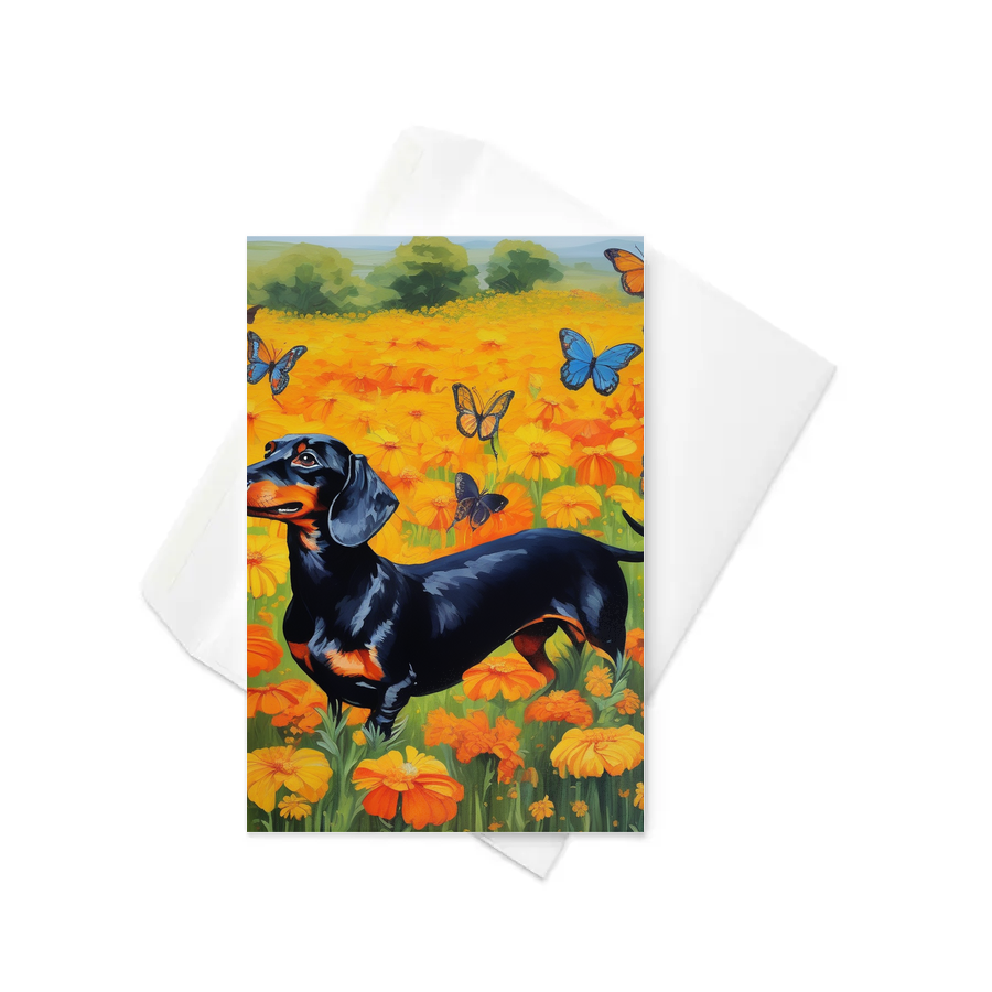 PugMug Custom Black Dachshund Greeting Card