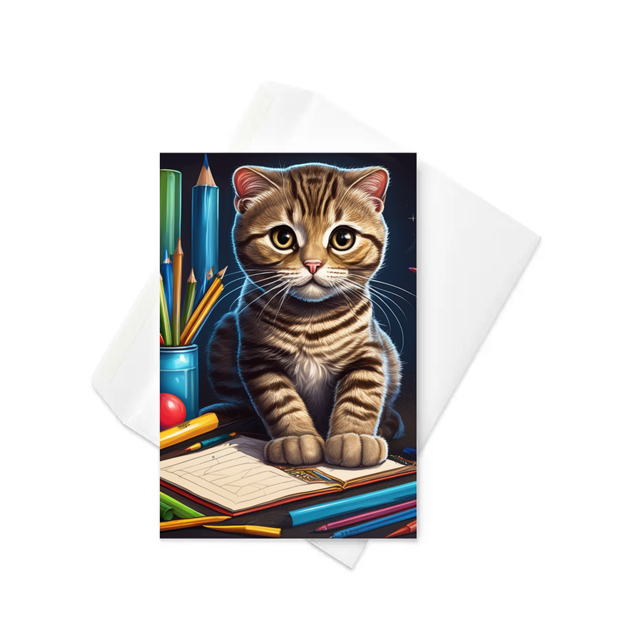 PugMug Custom Tabby Scottish Fold Cat Greeting Card