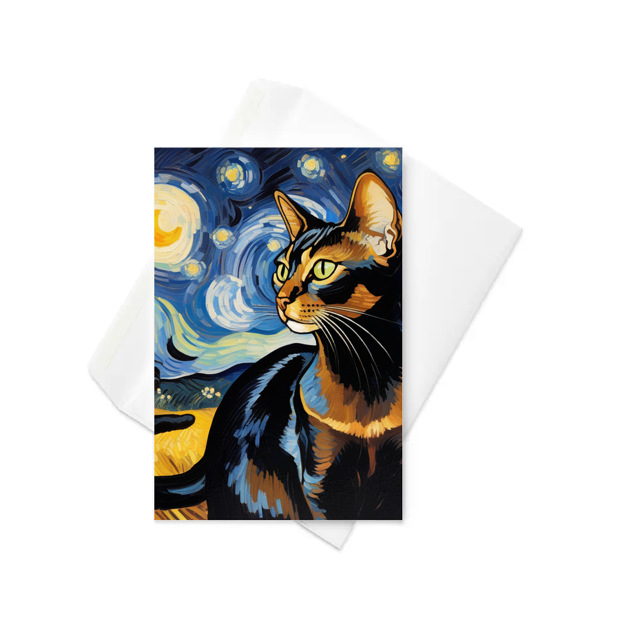 PugMug Custom Black Abyssinian Cat Greeting Card