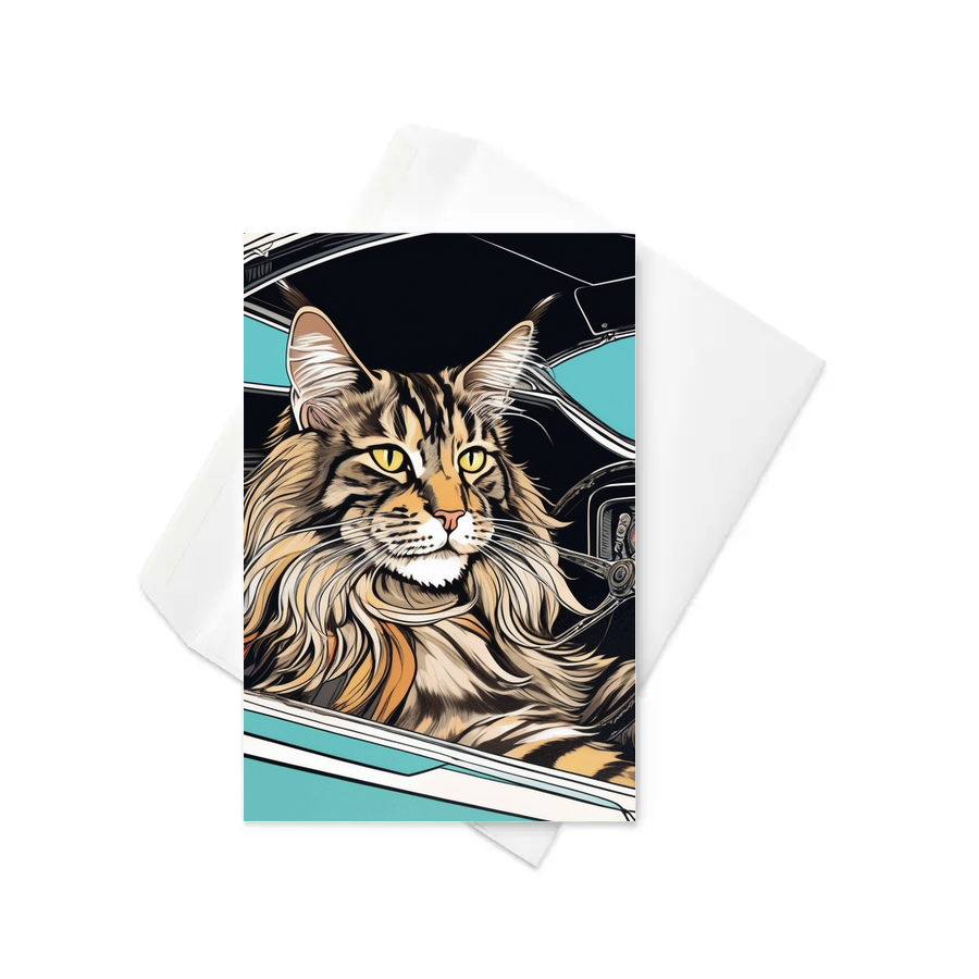 PugMug Custom Tabby Maine Coon Cat Greeting Card