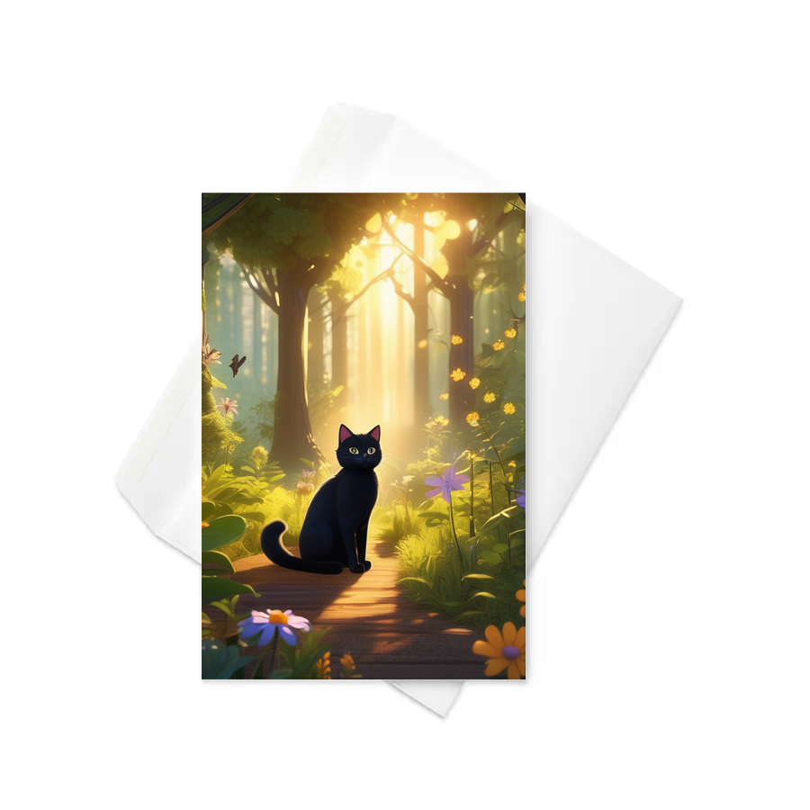 PugMug Custom Black Companion Cat Greeting Card