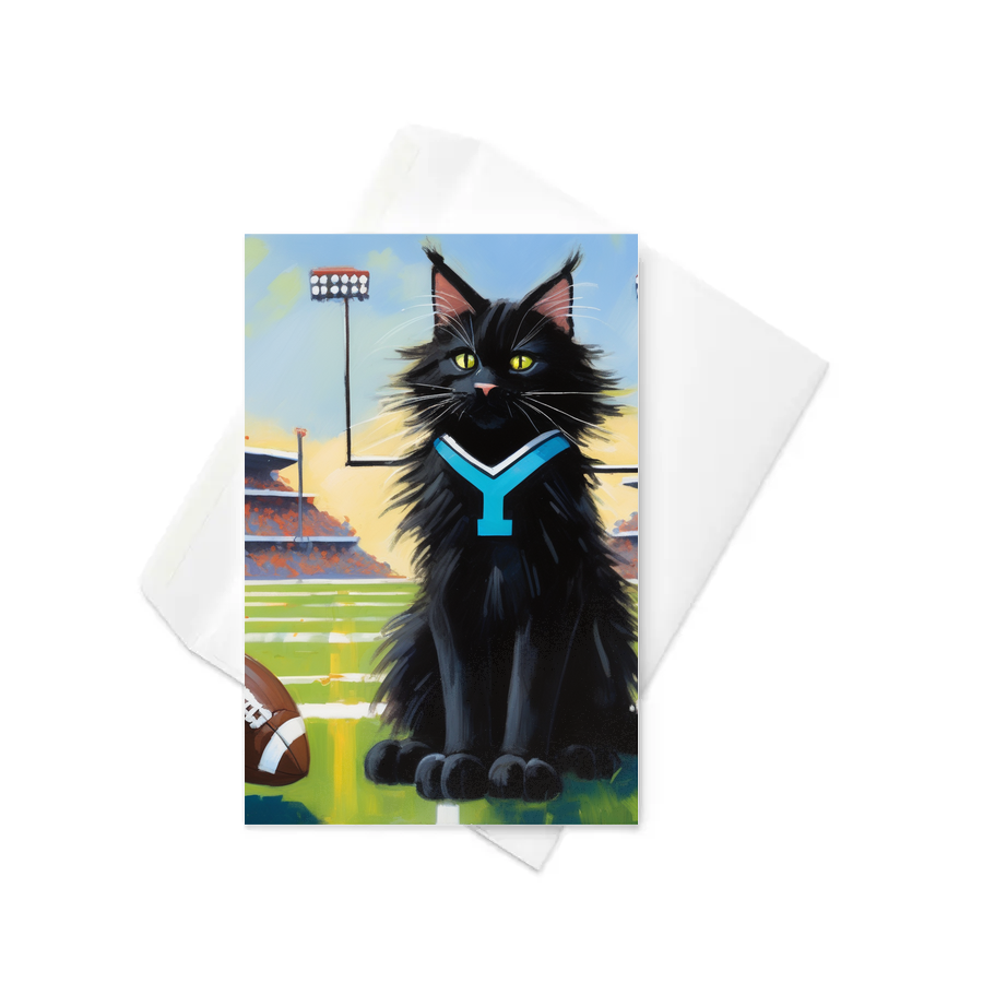 PugMug Custom Black Maine Coon Cat Greeting Card