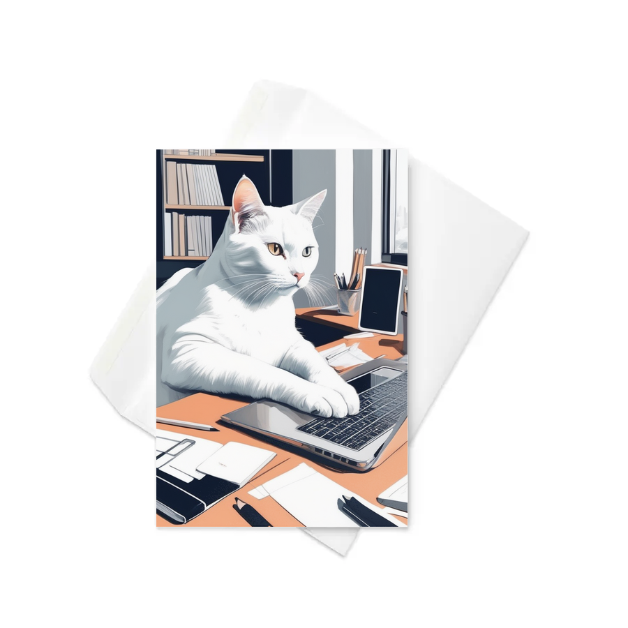 PugMug Custom White Companion Cat Greeting Card