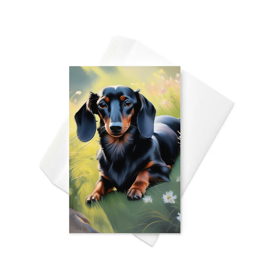 PugMug Custom Black Dachshund Greeting Card