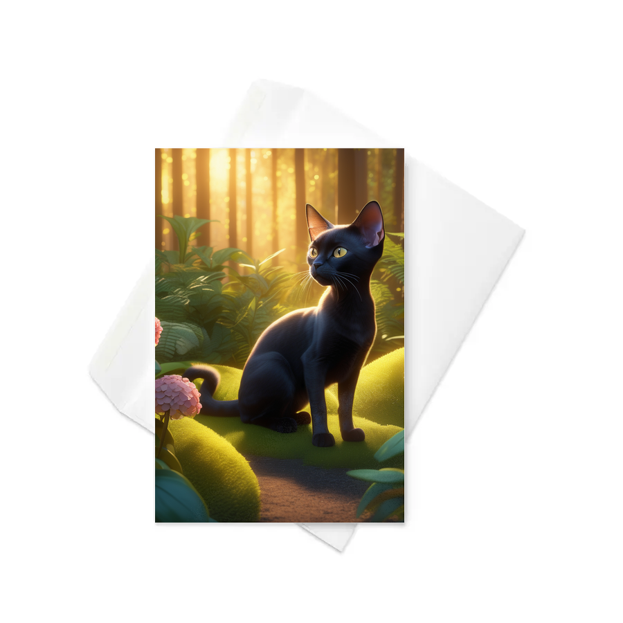 PugMug Custom Black Devon Rex Cat Greeting Card