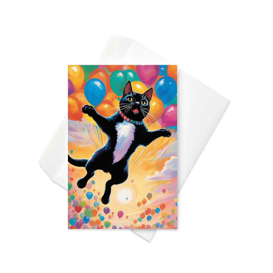 PugMug Custom Black American Shorthair Cat Greeting Card