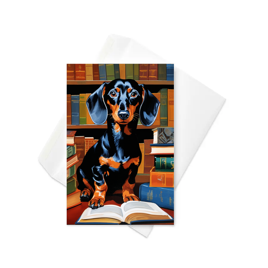 PugMug Custom Black Dachshund Greeting Card