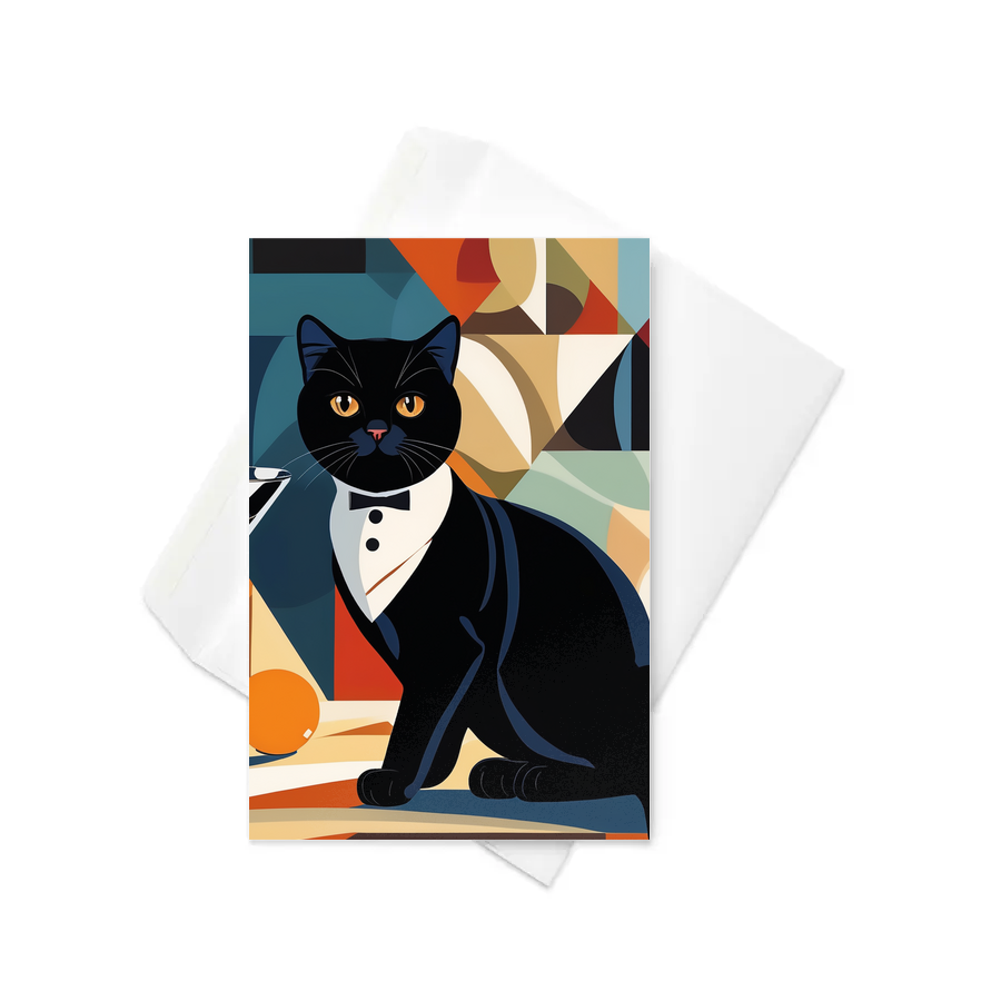PugMug Custom Black Scottish Fold Cat Greeting Card